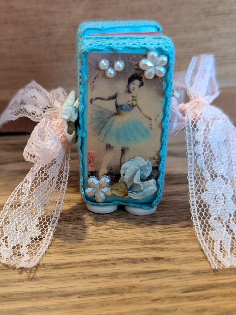 Tiny Dancer Domino Book, Handmade Vintage Vibe, Altered Art Keepsake